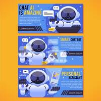 excelencia chatbot robot ai personaje como personal asistente pancartas vector