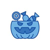 candy and pumpkin icon. blue icon vector