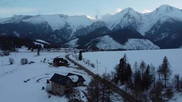 Road in winter time in the mountains. Scenic view of High Tatras National Park, Slovakia. video