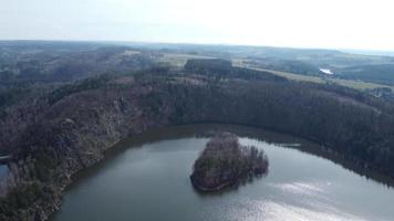 Aerial view of dam near the town of Sec, Czech Republic. video