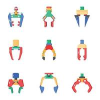 Pack of Robotic Claw Machines Flat Vectors