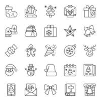 Outline icons for Merry christmas. vector