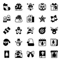 Glyph icons for Merry christmas. vector