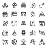 Outline icons for Happy diwali. vector
