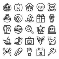 Outline icons for Halloween festival. vector