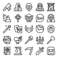 Outline icons for Halloween festival. vector