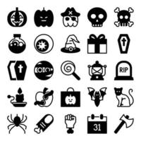 Glyph icons for Halloween festival. vector