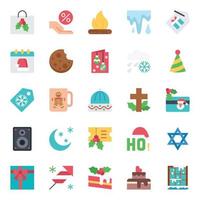 Flat color icons for Merry christmas. vector