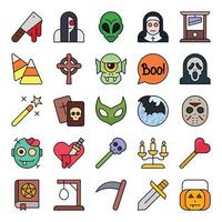 Filled outline icons for Halloween festival. vector