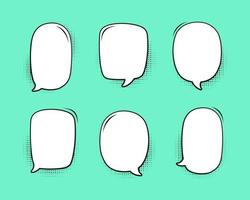 Retro empty speech bubble with black halftone shadows set. Vector illustration comic manga text frame, vintage design, pop art style