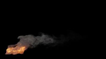 vreugdevuur brandend met vlammen brand en rook geïsoleerd Aan zwart achtergrond met alpha kanaal video