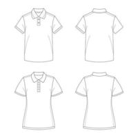 Outline White Polo T-shirt Template vector