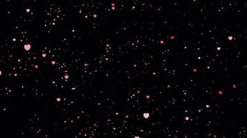 Romantic pink heart particles transition on alpha background video