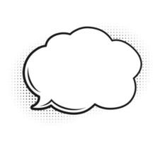 Retro empty comic speech bubble cloud with black halftone shadows. Vector illustration, vintage design, pop art style