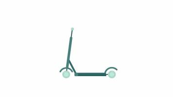 Animated riding electric scooter. Flat cartoon style icon 4K video footage for web design. Rental transport isolated colorful object animation on white background with alpha channel transparency