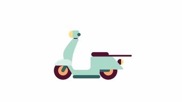 Animated electric moped. Flat cartoon style icon 4K video footage for web design. Transport for daily commuting isolated colorful object animation on white background with alpha channel transparency