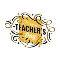 Happy Teachers Day Lettering with Doodle Element. Teachers Day Typography, Can be used for Card, Poster, T Shirt and Print vector