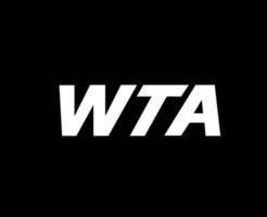 WTA Name Symbol Logo White Women Tennis Association Design Vector Abstract Illustration With Black Background