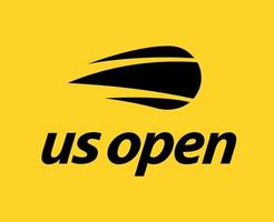 Us Open Symbol Logo Black Tournament Tennis The championships Design Vector Abstract Illustration With Yellow Background