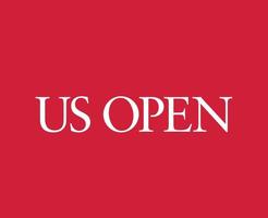 Us Open Logo White Name Symbol Tournament Tennis The championships Design Vector Abstract Illustration With Red Background