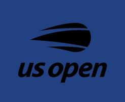 Us Open Symbol Logo Black Tournament Tennis The championships Design Vector Abstract Illustration With Blue Background