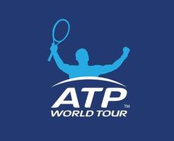 Atp World Tour Symbol Logo Tournament Open Men Tennis Association Design Abstract Vector Illustration With Blue Background