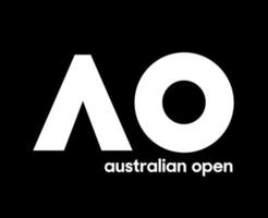 Australian Open Symbol Logo With Name White Tournament Tennis The championships Design Vector Abstract Illustration With Black Background