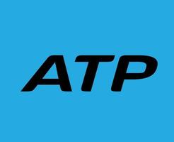 Atp Name Logo Symbol Black Tournament Open Men Tennis Association Design Vector Abstract Illustration With Blue Background