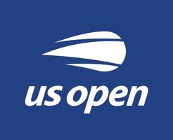 Us Open Symbol Logo White Tournament Tennis The championships Design Vector Abstract Illustration With Blue Background