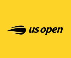 Us Open Symbol Logo With Name Black Tournament Tennis The championships Design Vector Abstract Illustration With Yellow Background