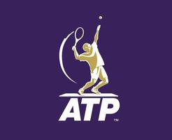 Atp Symbol Logo Tournament Open Men Tennis Association Design Vector Abstract Illustration With Purple Background