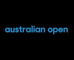 australiano abierto logo símbolo nombre azul torneo tenis el campeonatos diseño vector resumen ilustración con negro antecedentes
