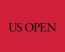 Us Open Logo Black Name Symbol Tournament Tennis The championships Design Vector Abstract Illustration With Red Background