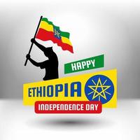 Ethiopia Derg Downfall Day design with people holding flag standing over. background illustration vector