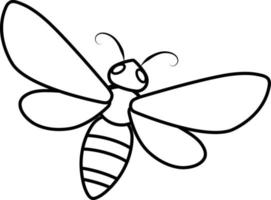 vector illustration of bee, cartoon insect, flying wasp, honey bee, doodle and sketch