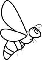 vector ilustración de abeja, dibujos animados insecto, volador avispa, miel abeja, lado vista, garabatear y bosquejo