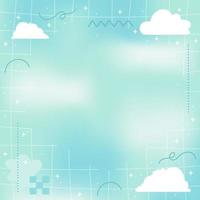 Pastel Blue blurred tender Mesh Gradient Abstract Square Banner Background with Copy Space and Hand-drawn Kawaii Y2K Elements - Smooth and Rounded Line doodles Ideal for use on social media vector