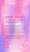 Pastel Pink Neon Holographic Mesh Gradient Abstract Background with Copy Space and Hand-drawn Kawaii Y2K Elements - Smooth and Rounded Line Art Instagram Story Template vector