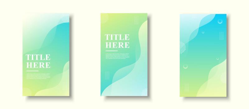 Creative Story Pack background. colorful, green and yellow gradation, wave effect, memphis