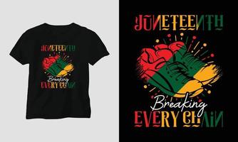 diecinueve de junio rotura cada cadena camiseta y vestir diseño. vector imprimir, tipografía, póster, emblema, festival