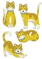 conjunto linda gato personaje en varios poses vector