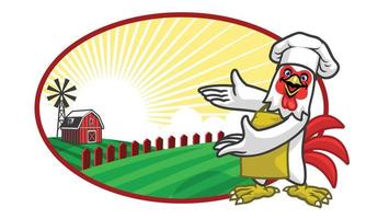 chicken chef and beautiful farm vector