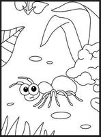 Cute Bugs and Insects Coloring pages vector