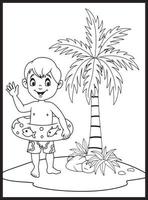 Summer Coloring Pages for Kids vector