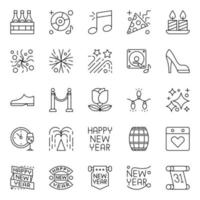 Outline icons for Happy new year. vector
