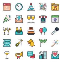 Filled outline icons for Happy new year. vector