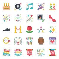 Flat color icons for Happy new year. vector
