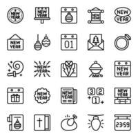 Outline icons for Happy new year. vector