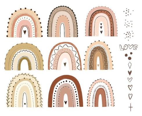 childish illustration with cute fairytail rainbows, childish design