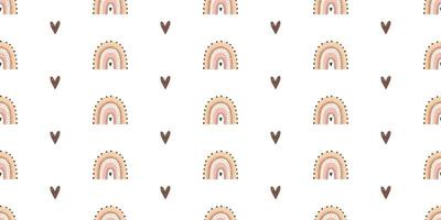 cute childish seamless pattern with boho rainbows, fairy wallart, textile vector